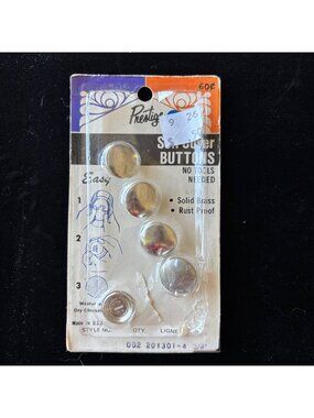 Vintage Prestige Self-Cover Buttons Solid Brass Rust-Proof Easy 3/4" 4-Pack
